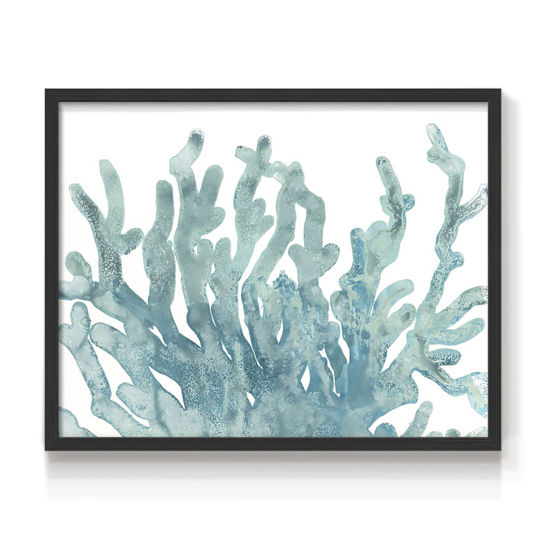 Blue Macro Coral III - Reproduction encadrée - Restickable, H 22 po x l 28 po, Noir, noir, noir, noir