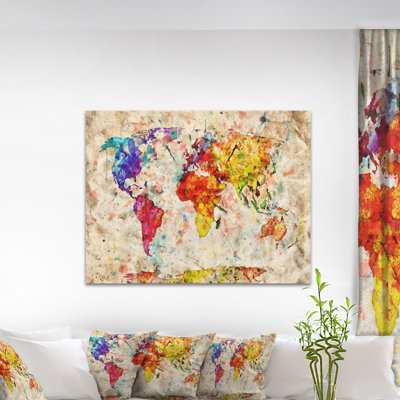 «Vintage World Map Watercolor», peinture