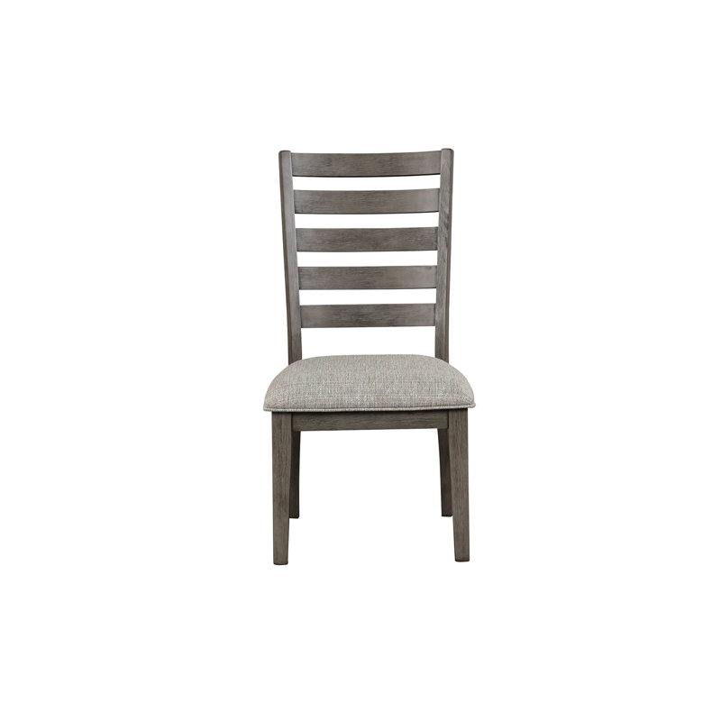 2 pièces 2 fauteuils à dossier échelle gris rustique avec revêtement en tissu rembourré 2 chaises en couleur et dossier en bois massif