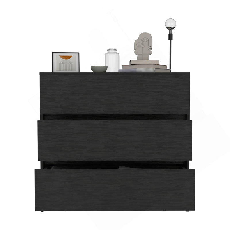 Commode à trois tiroirs Austin, mécanisme coulissant - noir, Noir