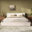 Lit plateforme tapissier avec tête et pied de lit en lin épais, beige