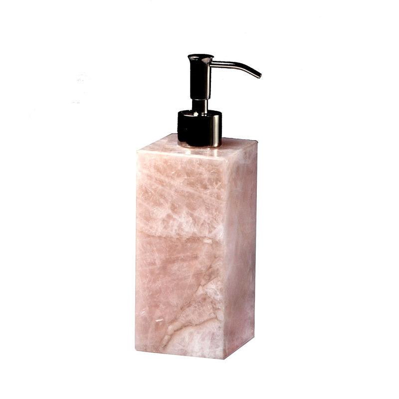 Mike + Ally Luxury Gemstone Rose Quartz Refillable Lotion & Liquid Soap Dispenser