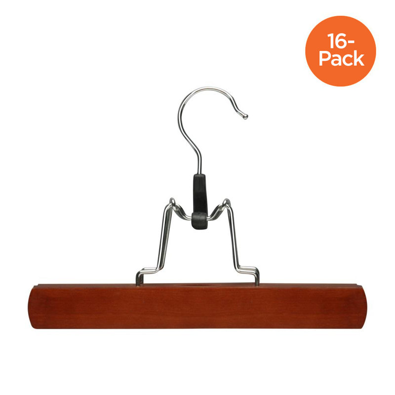 Cherry Finish Wood Pant Clamp Hangers, 16-Pack