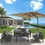 Grand parasol de patio en porte-à-faux carré de 10 pi avec rotation à 360 ° et réglage des mésanges et parasol de terrasse robuste à baldaquin en polyester sans base.-162007435
