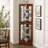 Walnut Curio Display Cabinet With Adjustable Glass Shelves And Mirrored Quality Corner Shelves, Lights In Walnut, Interior View-951555280