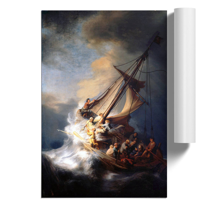 Christ In The Storm Of Galilee by Rembrandt Van Rijn - No Frame Painting, 42cm H x 30cm W x 0.1cm D