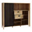 Sliding Door Cabinet with Compartments and Drawers, 149,9 cm W x 129,9 cm H x 40,2 cm D