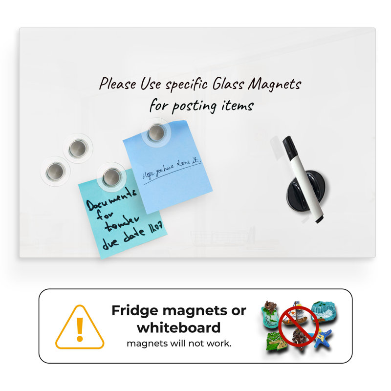 Frameless Magnetic Glass Dry Erase Board 36" x 24"