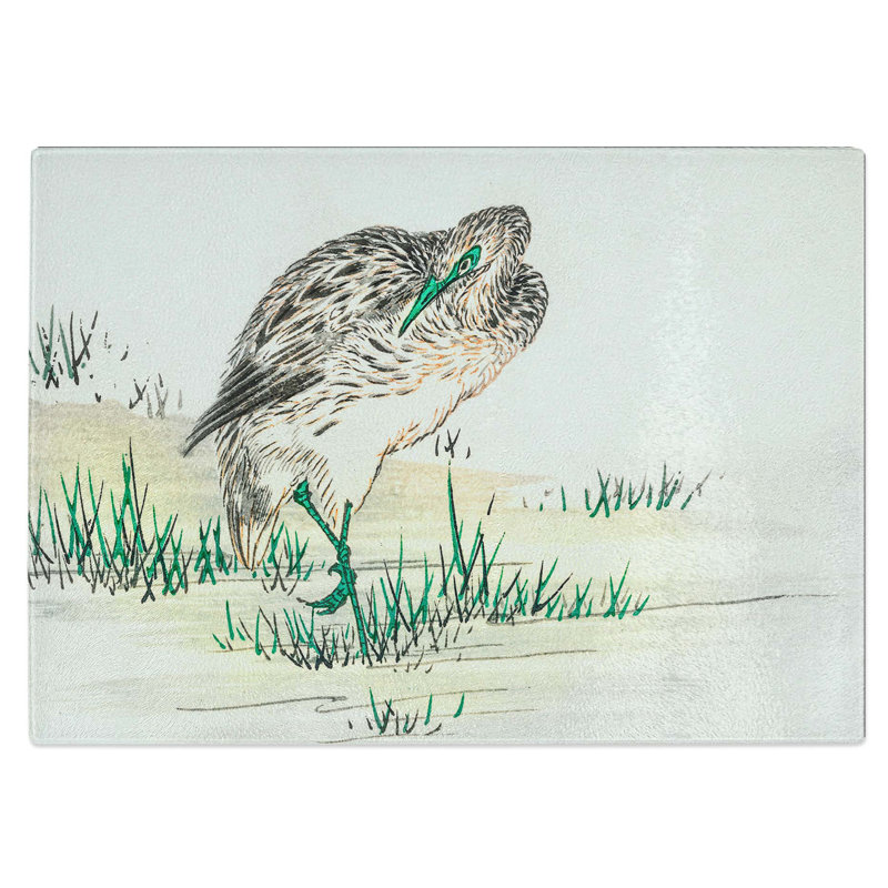 Tempered Glass Chinese Little Bittern Bird Chopping Board, 39 cm W x 28.5 cm L
