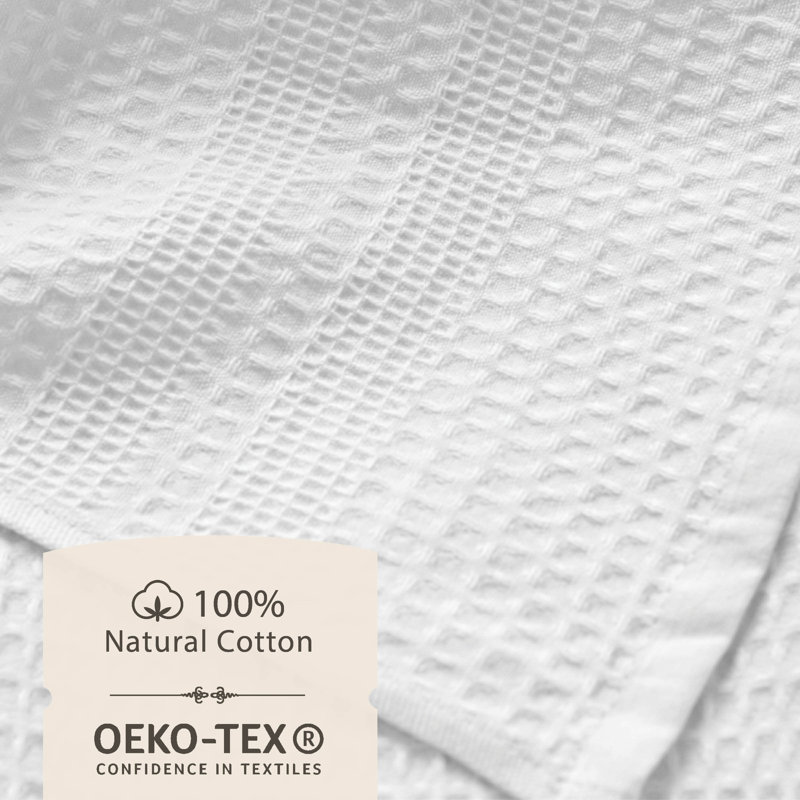 Waffle Bath Towel Set – 6-Piece 100% Natural Cotton Quick-Drying, Super Absorbent, Classic Style, White