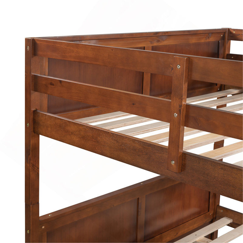Full Over Full Bunk Bed With Twin Size Trundle, Walnut