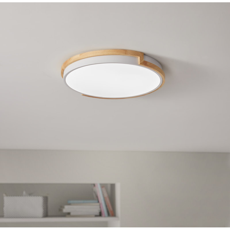 Plafonnier encastré simple à 1 lumière DEL, Blanc / brun