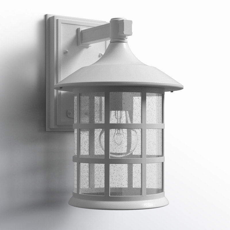 Textured White 1 - Bulb Outdoor Wall Lantern, 12.25" H x 8" W x 9" D, Textured White, MED