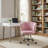 Adjustable Velvet Upholstered Vanity Chair With Seashell Shaped Back And Smooth Rolling Wheels For Bedroom Dressing Room Makeup Area