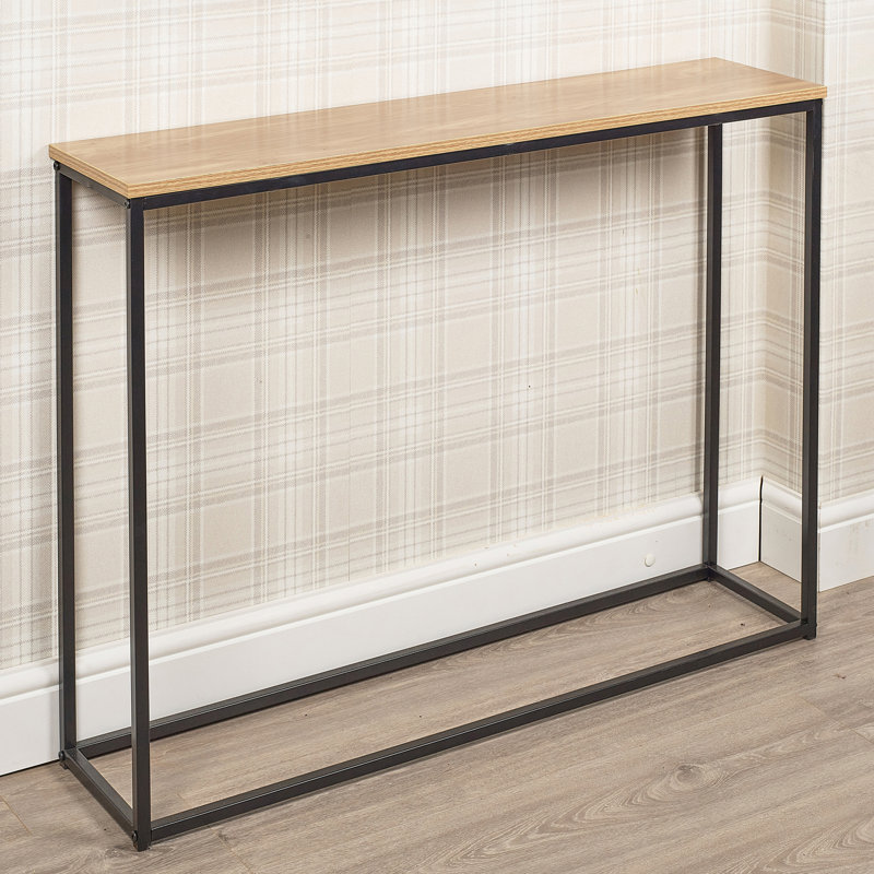 Adjei 100.5cm Console Table, Oak, Black, 75.5cm H x 100.5cm W x 24cm D