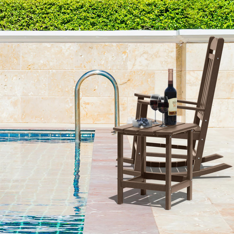 All-Weather Outdoor Side Table Adirondack Tables Patio Table Plastic End Tables Brown, Brown
