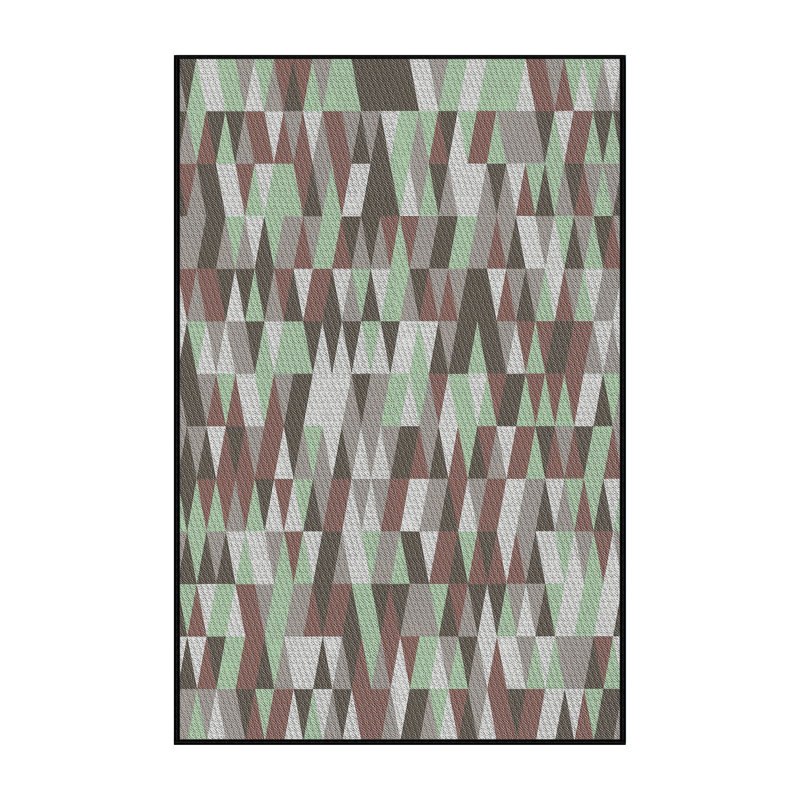 Tapis brun/vert tissé à la machine, Rectangle 2 pi x 4 pi
