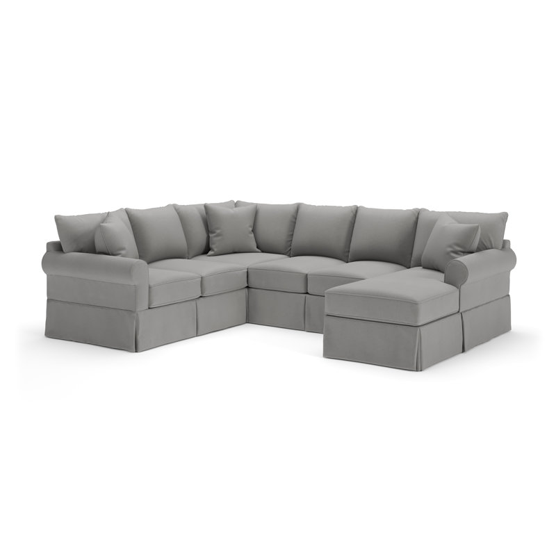 Canapé modulaire de trois articles avec housse Amari, Orienté à droite, Toile gris clair Bayou