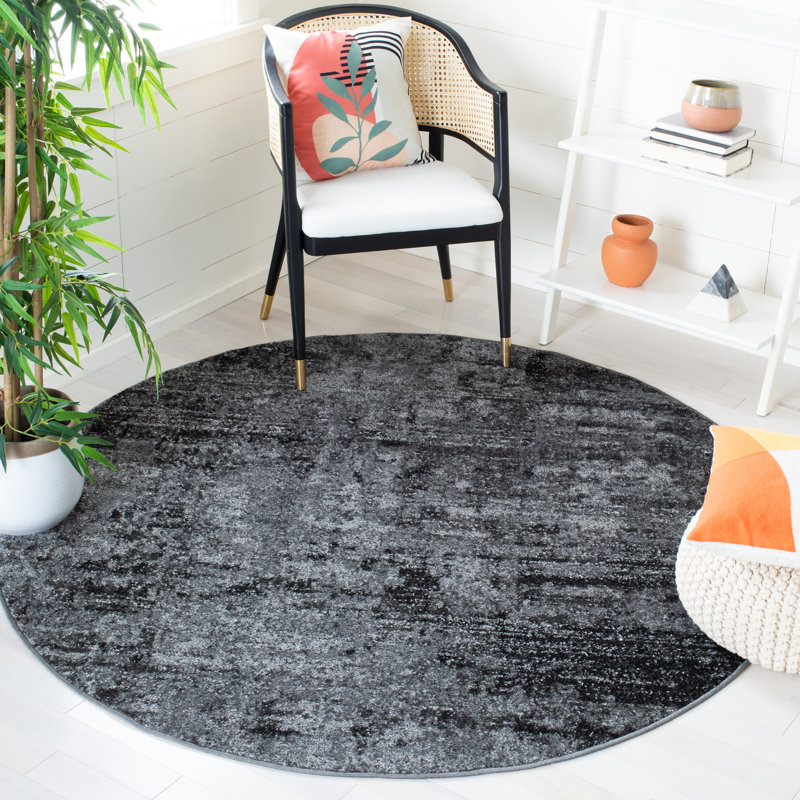 Chojolan Performance Solid Color Rug, Round 6'