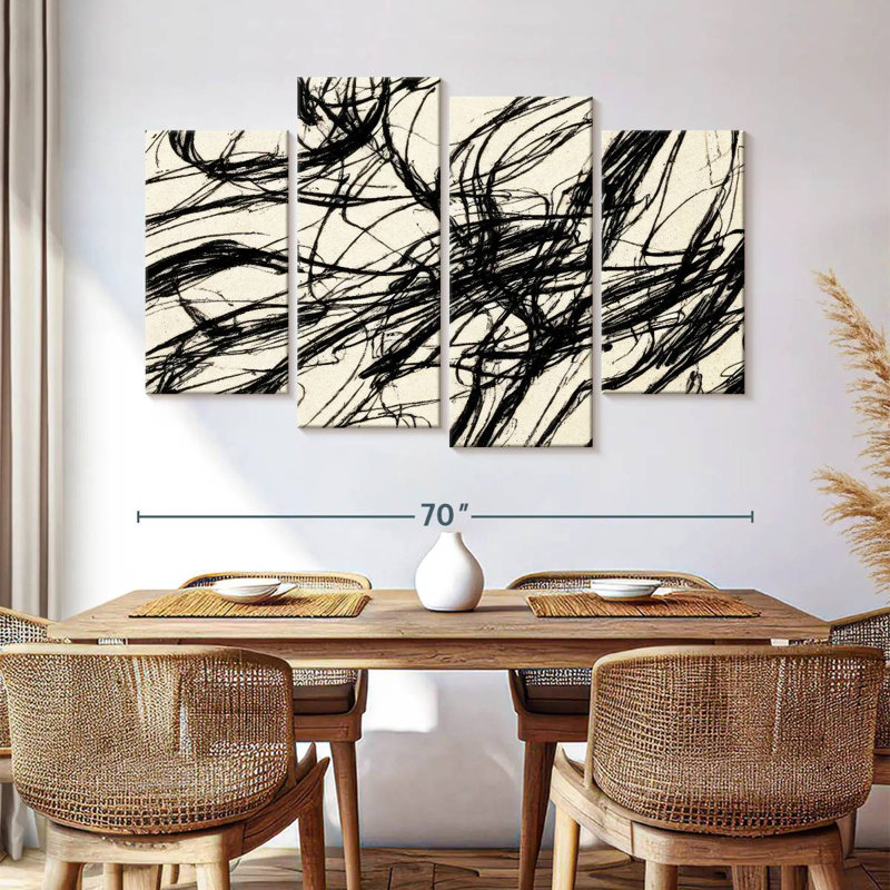 Avery Abstract Black Threads, 42" H x 68" W