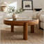 Table basse ronde 33,46 pouces avec plateau en miroir argenté et structure en bois massif et pieds cylindriques