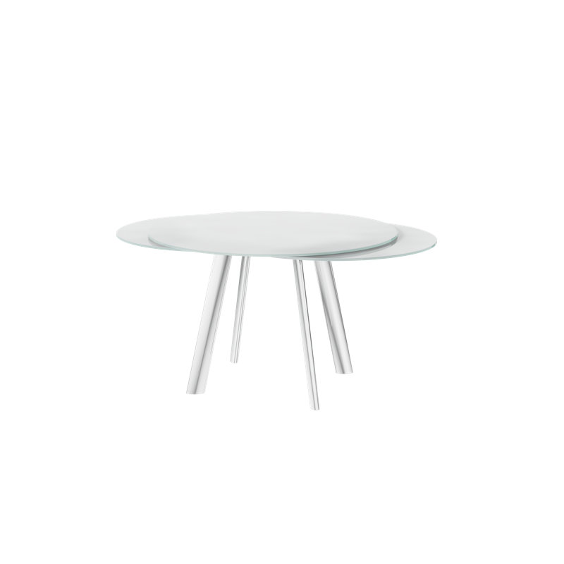 Glass Swivel Extending Dining Table, White