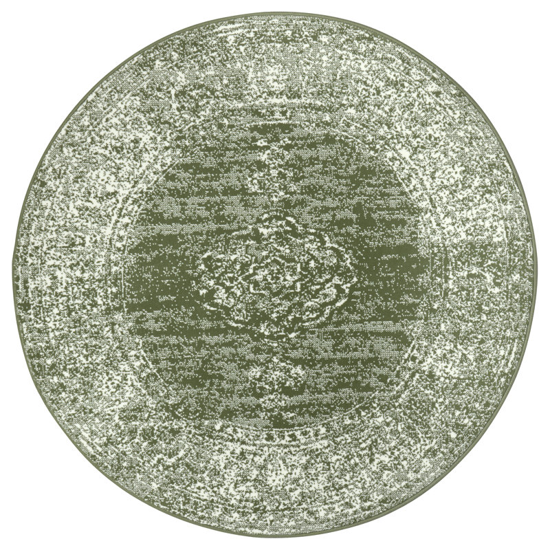 Designer velor rug Mridional green, Round 160cm