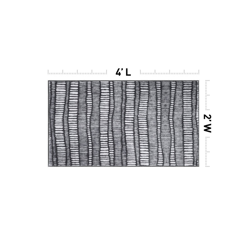 Tapis d'intérieur antidérapant à rayures anthracite, lavable à la machine, 2 pi x 4 pi