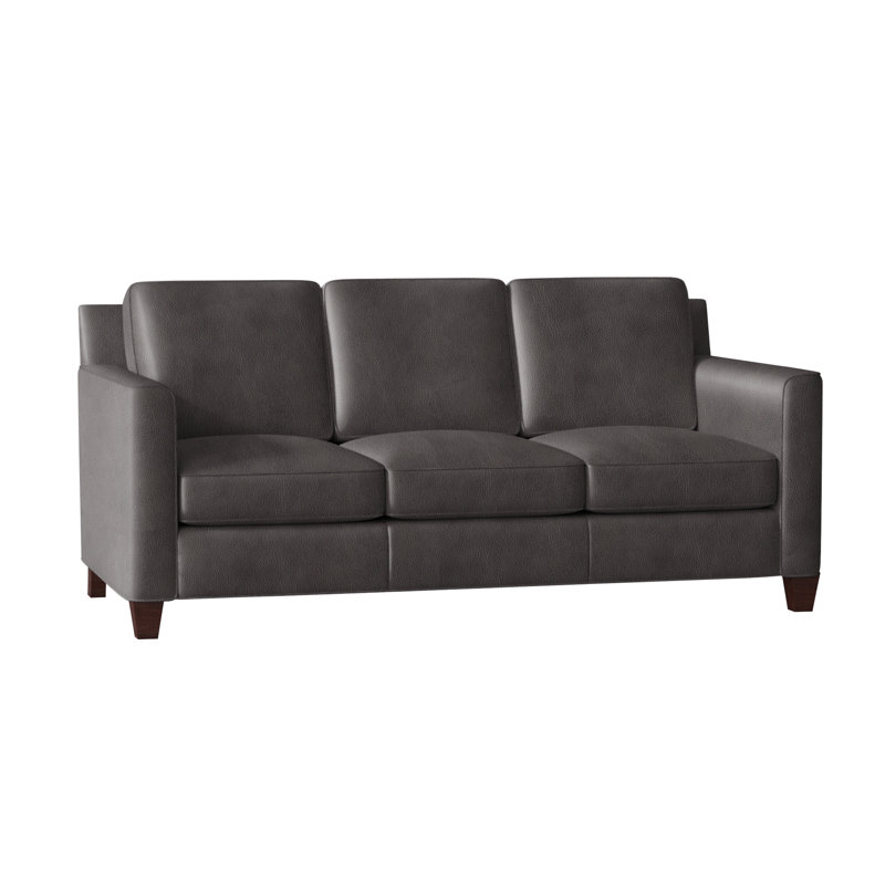 Yorba Leather Sofa, Anilina Hunter Genuine Leather, Mahogany