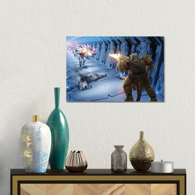 «Obozaya Gunning Down Robots», reproduction d'art sur toile tendue