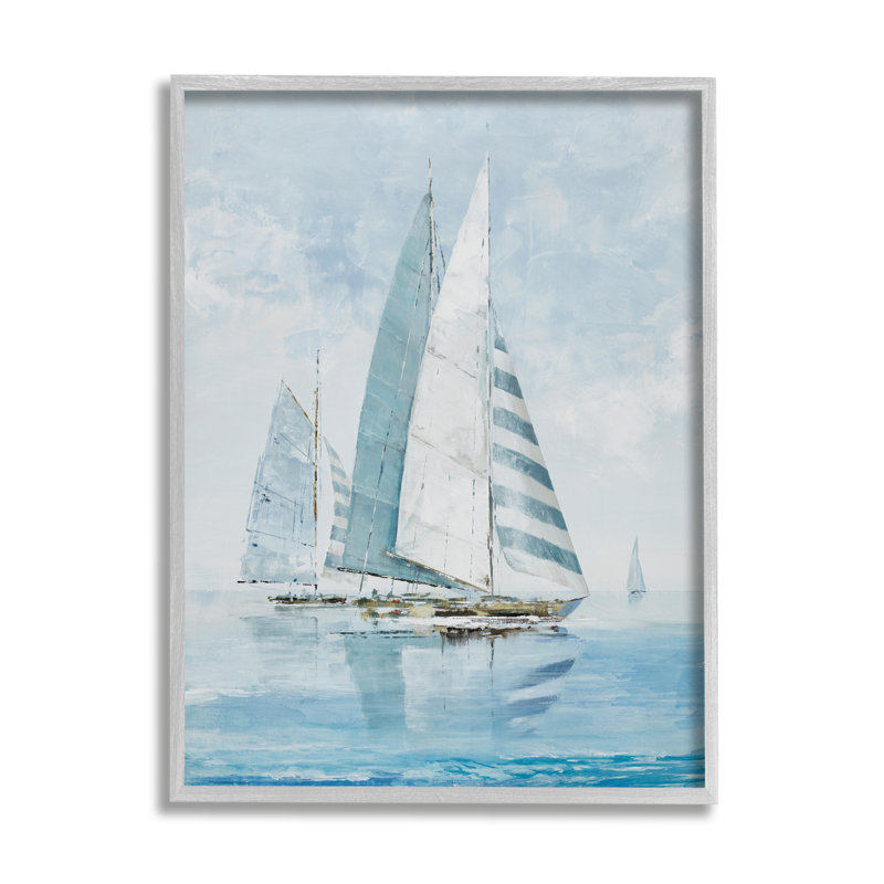 Ba-036, reproduction encadrée de voiliers bleus sur toile par Max Maxx, H 30 po x l 24 po x P 1,5 po