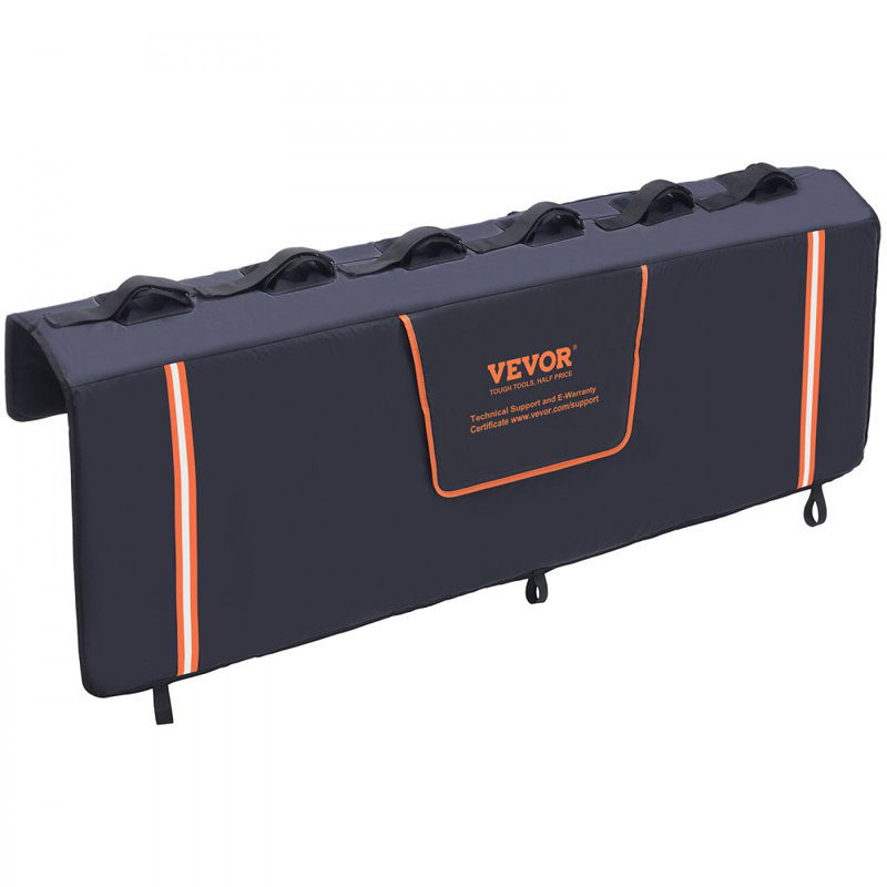 Coussin de hayon pour camion, coussin de hayon pour camion de 62 po transportant 6 vélos de montagne, coussin de protection pour hayon à rainures améliorées avec bandes réfléchissantes et poches pour outils, avec ouverture pour la plupart des camion