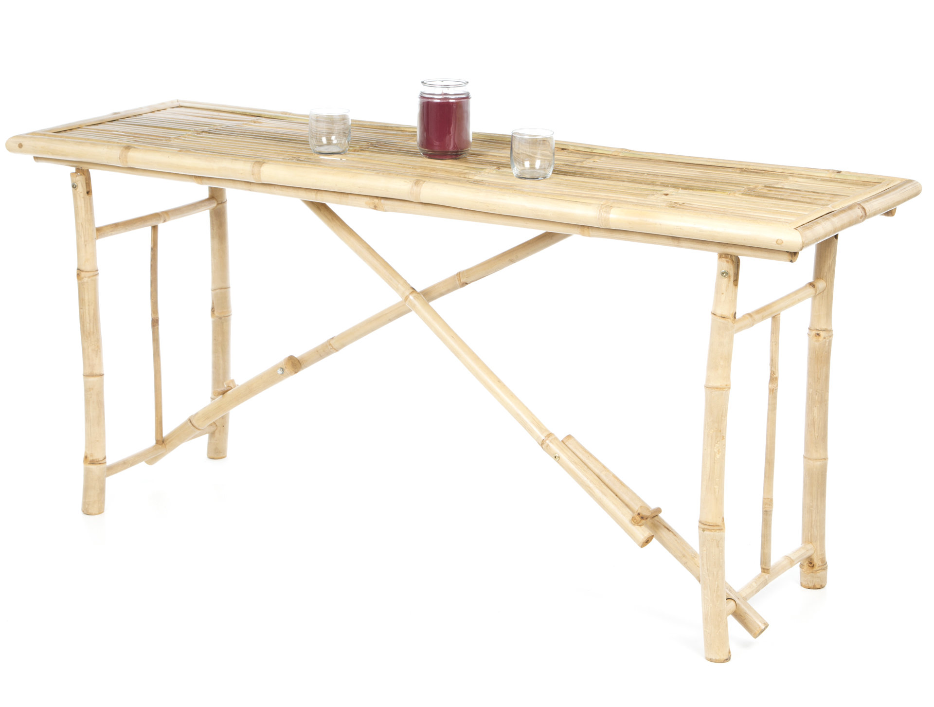 Whobrey Rectangular Bamboo Outdoor Folding Buffet Console Table