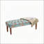 Banc capitonné de style européen avec pieds tournés en bois, repose-pieds rembourré américain pour chambre à coucher et espace de vie principal