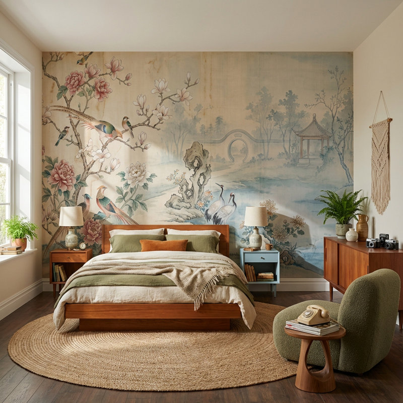 Murale asiatique Chinoiserie, Non-Woven Nonpasted, 140"x108"