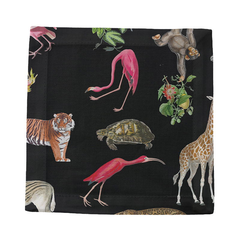 Exotix Cotton Sateen Cocktail Napkins, Black