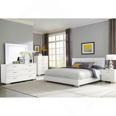 White High Gloss 5-piece Queen Bedroom Set