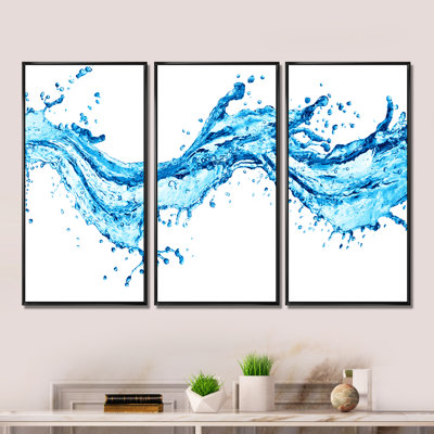 " Blue Water Splashes " 3 - Pieces Painting Print