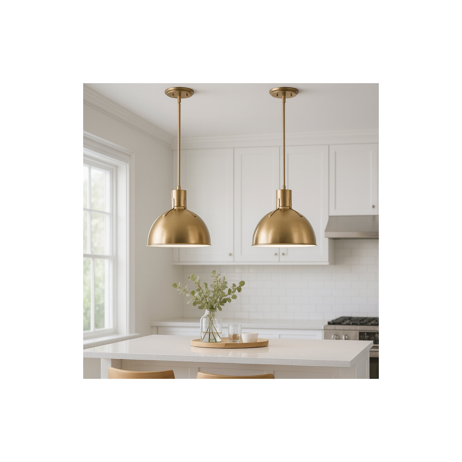 Clendon 1 - Light Single Dome Pendant, 12.25" H x 14" W x 14" D, Heritage Brass, Heritage Brass