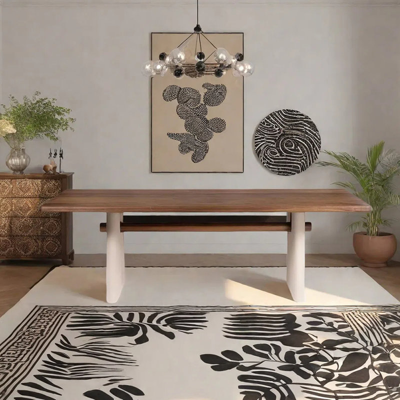Table de salle à manger moderne et simple en bois massif, H 29,52 po x L 86,61 po x l 35,43 po