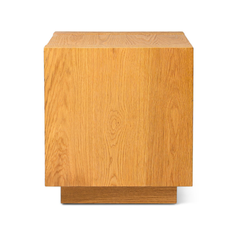 Artemis Natural Wood Cube Side Table with Shelf