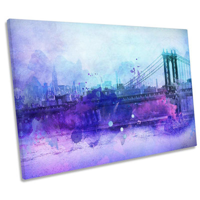 New York City Manhattan Bridge 1 Piece Wrapped Canvas Wall Art