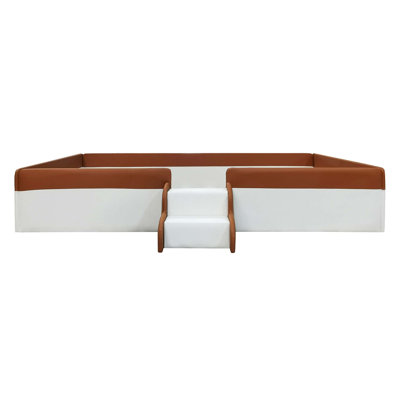 Twin Size Upholstered Daybed Frame With Fence And Stairs