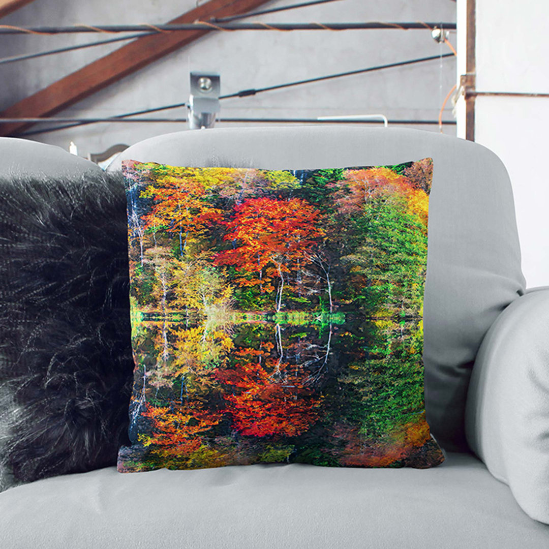 Autumn Forest Reflection Cushion with Filling