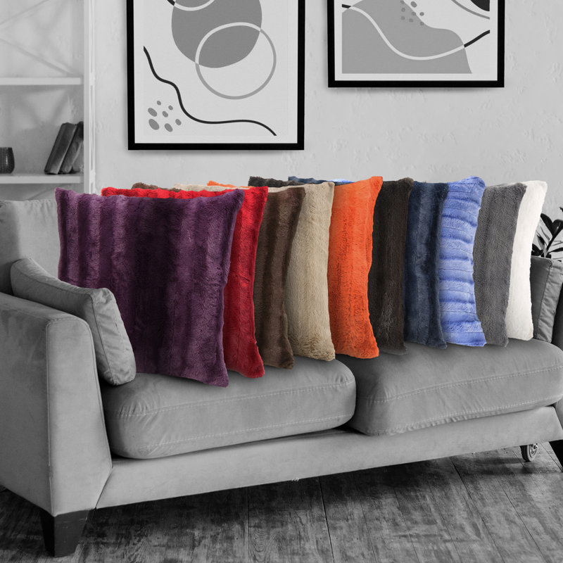 Housse et insert de coussin carré FRBIN, Mauve, H 16 po x l 16 po