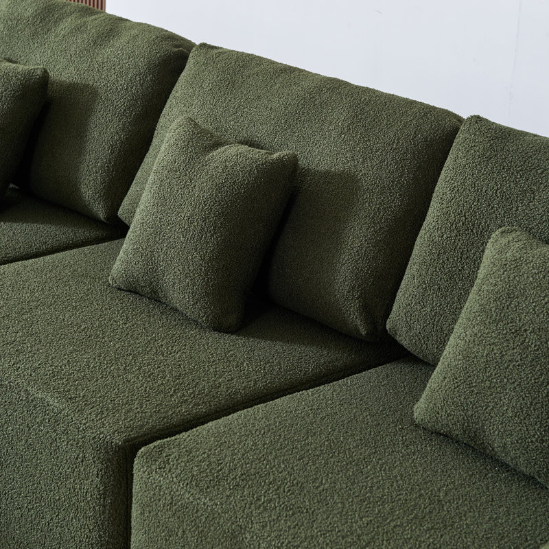 108.3'' 5-Seater Modular Sherpa Sofa – 1000lbs Weight Capacity, Freely Reconfigurable, Free Assembly, Space-Smart for Family Gatherings