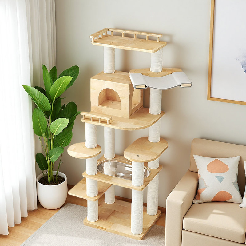 Grand arbre à chat en bois massif