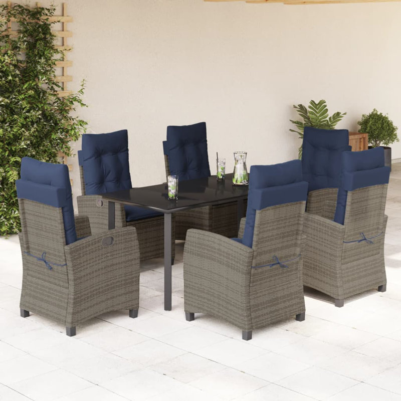 6 - Person Patio Dining Set with Rectangular Table , Cushions Included
