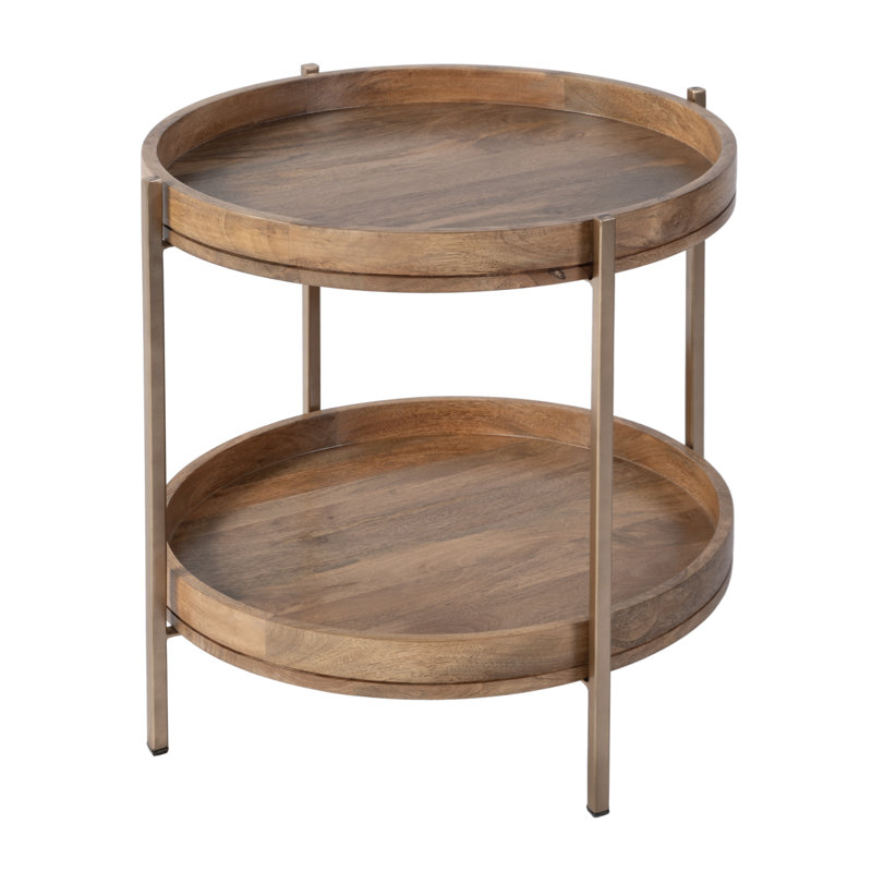 Damirra Wood & Metal Side Table, Natural Brown