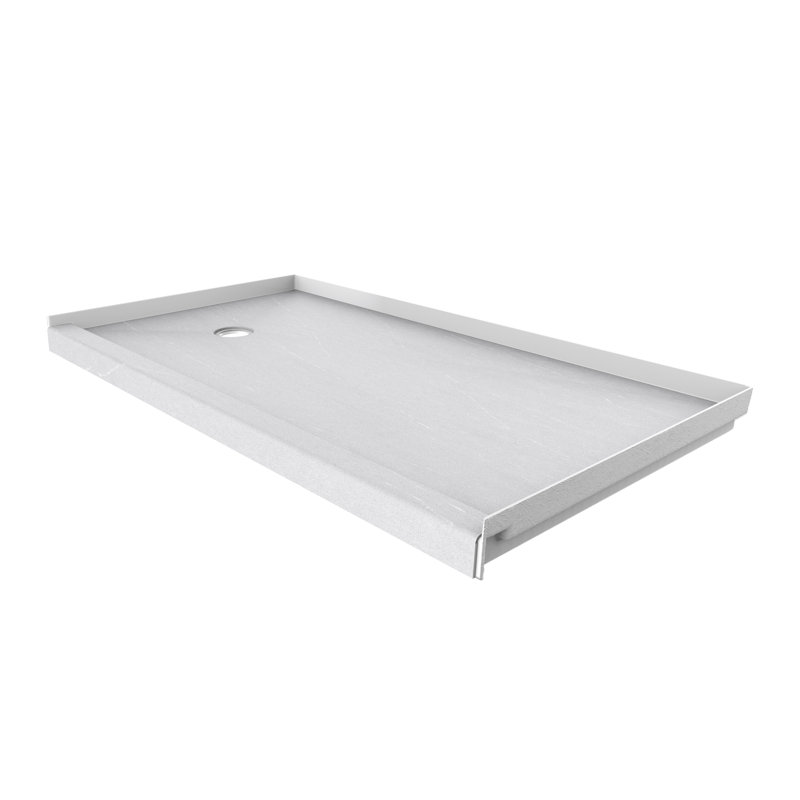 FlexStone® 60"W x 32"D Alcove Shower Base with Left Drain in Sea Salt, Sea Salt